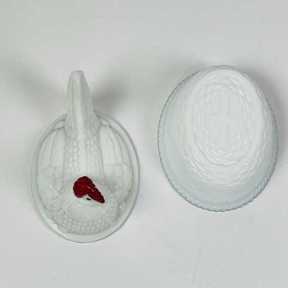 Vintage Westmoreland Hen On Nest Covered White Milk Glass Dish - Picture 2 of 11